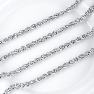 Cadena de cuerda de acero inoxidable plateado con estructura de espiral de doble tejido