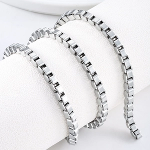 Stainless Steel Box Chain For Jewelry Making DIY Necklace Bracelet Accessories Silver Color Square Link Chain Bulk