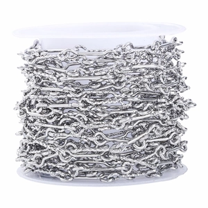 Chaîne à maillons texturés en acier inoxydable argenté sur bobine pour bijoux DIY