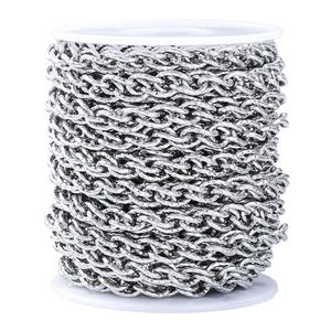 Silver stainless steel oval twist chain roll for DIY handmade jewelry necklace making