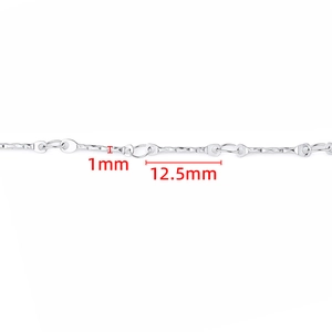 Cadena DIY de 1mm en acero inoxidable plateado con eslabones largos de 12,5mm