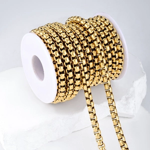 Chaîne box en acier inoxydable plaqué or sur bobine pour création de bijoux et DIY