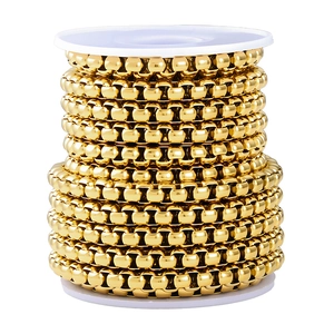 Rouleau de chaîne à perles carrées en acier inoxydable doré pour création de bijoux