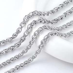Chaîne de Corde en Acier Inoxydable Bijoux DIY Maillons Gaufrés Double Tissage Chaîne Torsadée pour Collier Accessoire