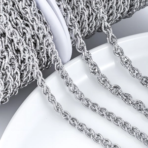 Chaîne torsadée en acier inoxydable argenté sur bobine pour création de bijoux DIY
