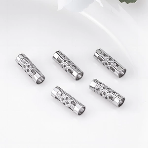 Vijf holle roestvrijstalen buiskralen met geometrische patronen voor DIY sieraden maken