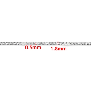 Chaîne gourmette en acier inoxydable avec mesures de largeur de 0,5 mm et 1,8 mm