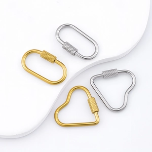 Set of four stainless steel heart and oval screw clasps in gold and silver finish