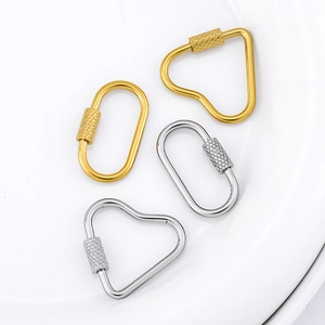 Gold and silver stainless steel oval and heart spiral screw clasps for DIY jewelry making