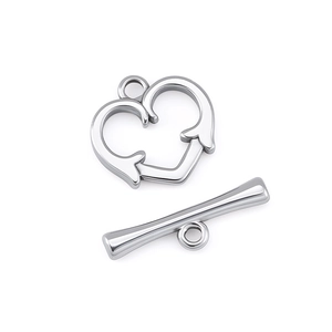 Fermoir à bascule cœur en acier inoxydable poli pour création de bijoux DIY