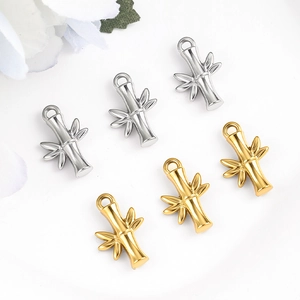 Bamboo Joint Shaped Stainless Steel Pendant Only For DIY Jewelry Making Necklaces Bracelets Polished Botanical Style Charms