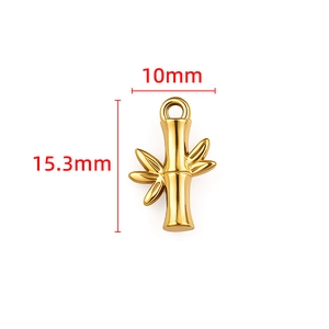 Detailed view of gold bamboo pendant measuring 15.3mm by 10mm for DIY jewelry making