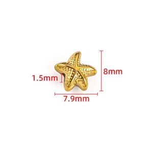 Detail van gouden zeesterkraal met 1,5 mm gat voor het maken van DIY-sieraden
