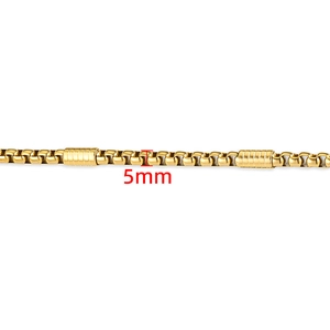 Chaîne box en acier inoxydable doré 5mm avec perles cylindriques pour bijoux DIY