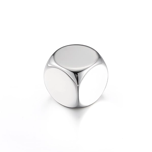 Polished stainless steel solid cube bead with a smooth mirror finish and rounded corners
