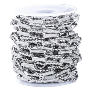 Edelstahl DIY-Kette auf Spule mit strukturierten Ringen und dekorativen Gliedern in Silber