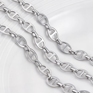 Polished silver stainless steel pig nose anchor chain for DIY jewelry making