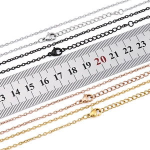 Polished stainless steel thin chain necklace set in silver black rose gold and gold finishes