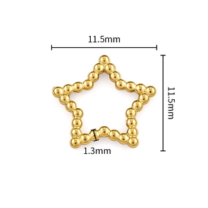 Macro detail of 11.5mm golden star-shaped beaded ring connector for DIY jewelry