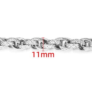 11mm breite silberne Gliederkette aus Edelstahl mit strukturierter Diamantschliff-Optik