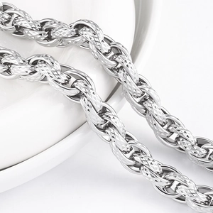 Grobe silberne Edelstahl-Gliederkette mit rautenförmig geschnittener Textur für DIY-Schmuck
