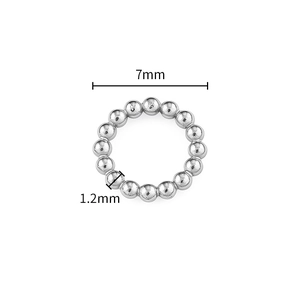 Minimalist 7mm stainless steel beaded ring connector with 1.2mm beads for DIY jewelry