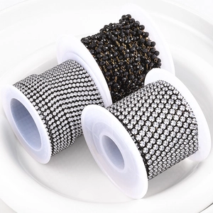 DIY stainless steel jewelry chains including black bead and crystal rhinestone cup chains