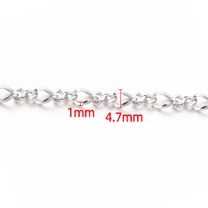 Cadena de acero inoxidable de 4,7mm con forma de 8 para creación de joyería artesanal
