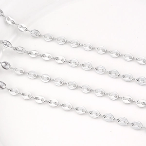 Stainless Steel Pig Nose Chain For DIY Jewelry Making Coffee Bean Link Metal Chain For Necklace Bracelet Crafts Accessories