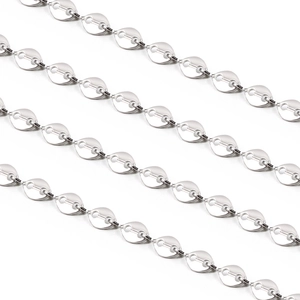Polished silver stainless steel coffee bean chain links for DIY jewelry making