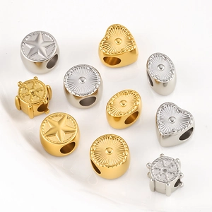 Roestvrijstalen Hartvormige Ronde Kralen Voor Het Maken Van Sieraden Vacuüm Vergulde Losse Spacer Kralen DIY Armband Ketting Benodigdheden
