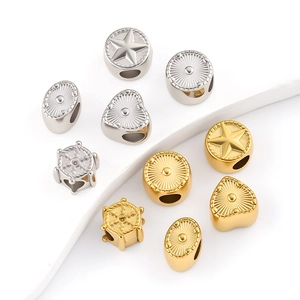 Gepolijst roestvrijstalen hart en ster bedeltjes voor DIY sieraden in goud en zilver