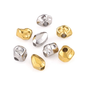Perle distanziali irregolari in acciaio inox oro e argento per creazione gioielli DIY