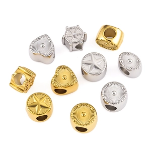 Mix of gold and silver heart and star stainless steel beads for DIY jewelry making