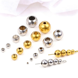 Perles d'espacement polies en acier inoxydable doré et argenté pour bijoux DIY