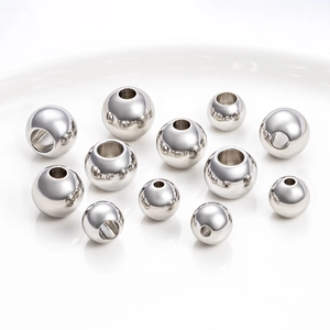 Perles d'espacement rondes en acier poli de tailles variées pour bijoux DIY