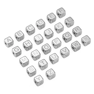 Set of 26 pieces 6mm stainless steel alphabet square beads for DIY jewelry making
