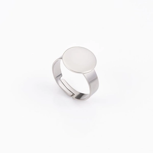 12mm Edelstahl Ringfuß verstellbar mit flacher runder Fassung für DIY-Schmuckherstellung