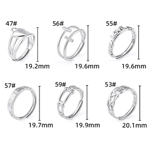 Adjustable stainless steel rings set featuring heart lock, cross, and LOVE designs