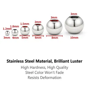 Polished stainless steel beads with various inner hole sizes for DIY jewelry making