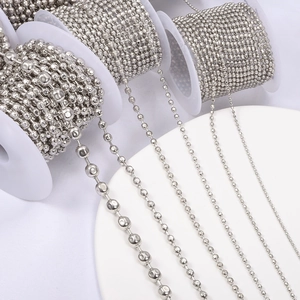 Polished stainless steel ball chain spools for DIY jewelry necklaces in five sizes