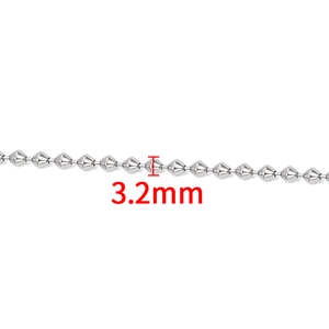 Detalle de cadena de bolas cónicas de acero inoxidable 3,2mm para joyas DIY