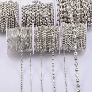 Polished silver stainless steel ball chain rolls in various bead sizes for DIY jewelry making