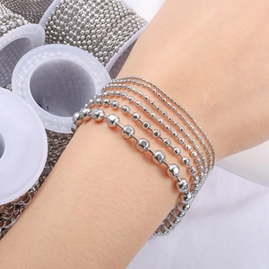 Polished silver stainless steel ball bead chains in various sizes for DIY jewelry making