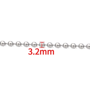 Macro shot of 3.2mm silver stainless steel ball chain with smooth polished surface