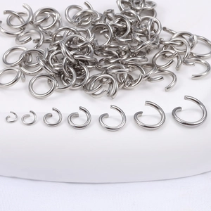 Polished stainless steel open jump rings in various sizes for DIY jewelry making