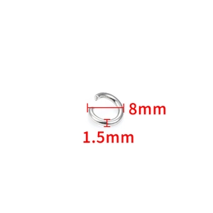 Detail view of 8mm stainless steel jump rings with 1.5mm thickness for DIY jewelry