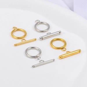 Goldene und silberne Knebelverschlüsse aus Edelstahl für DIY-Schmuckherstellung