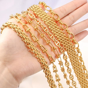 Selection of gold-plated stainless steel chains featuring anchor and U-link jewelry designs