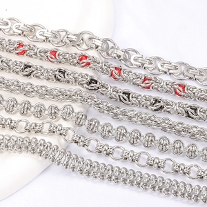 Polished stainless steel DIY chain assortment with beads for necklace and bracelet making